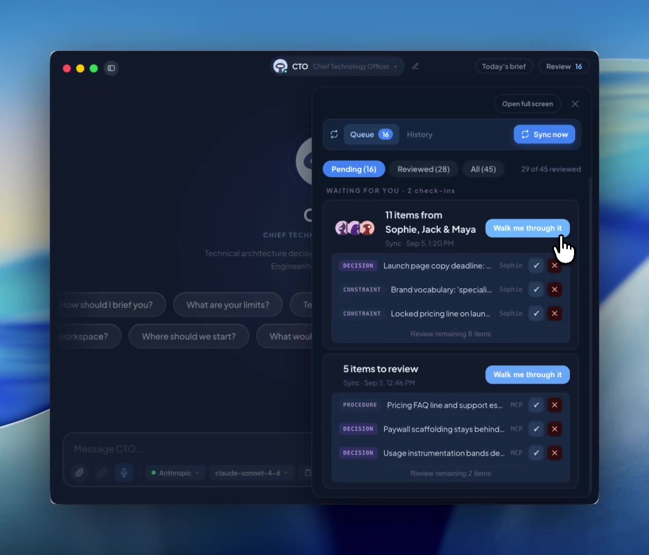 Sync and Review